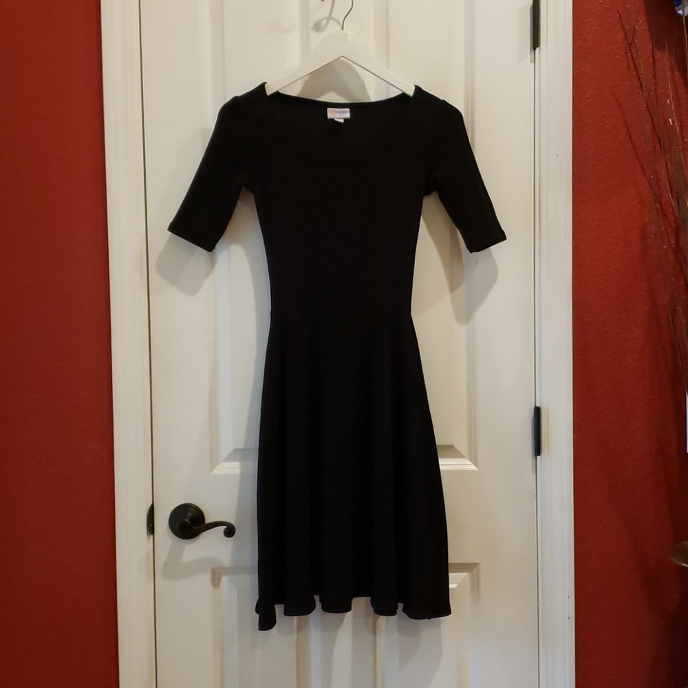 LuLaRoe women's solid black Nicole style dress 3/4 sleeve sz XXS